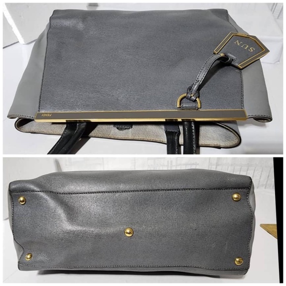 Authentic Fendi 2Jours Leather Shoulder Bag Grey - Picture 14 of 16